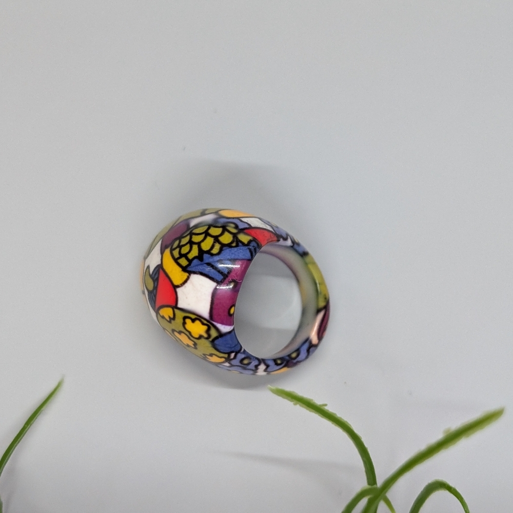 Colorful Abstract Mushroom Pattern Ring - Picture 4 of 5